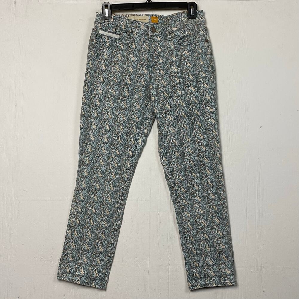 Anthropologie Pilcro Blue Floral Stet Ankle Jeans Size 28